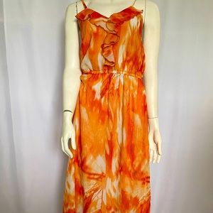 Orange floral maxi dress